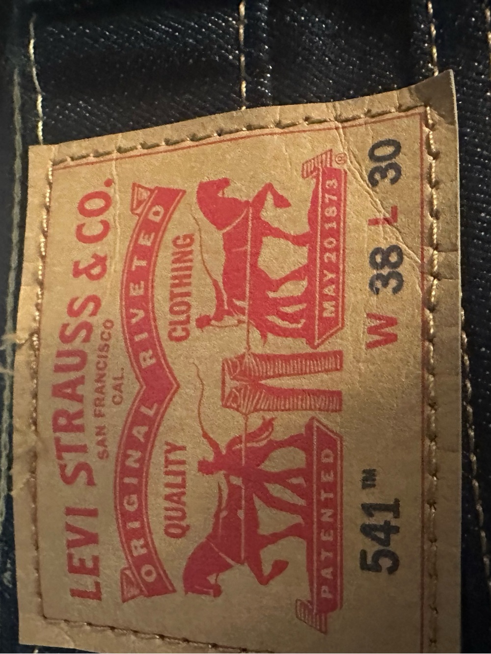 Levi's Men's 541 Jeans Navy Blue with Tan Patch